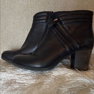 Clarks Black Ankle Booties with Chunky Heel